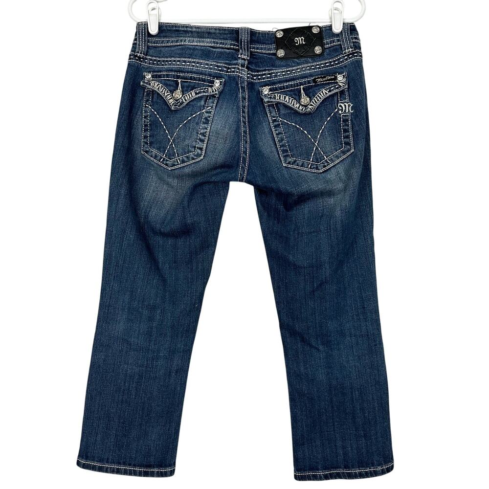 Miss Me Capri Jeans embellished flap pockets 29
